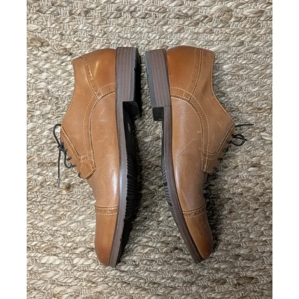 Nunn Bush Dress Shoes Mens 13 M Brown Leather Cap-Toe Oxford Lace Up